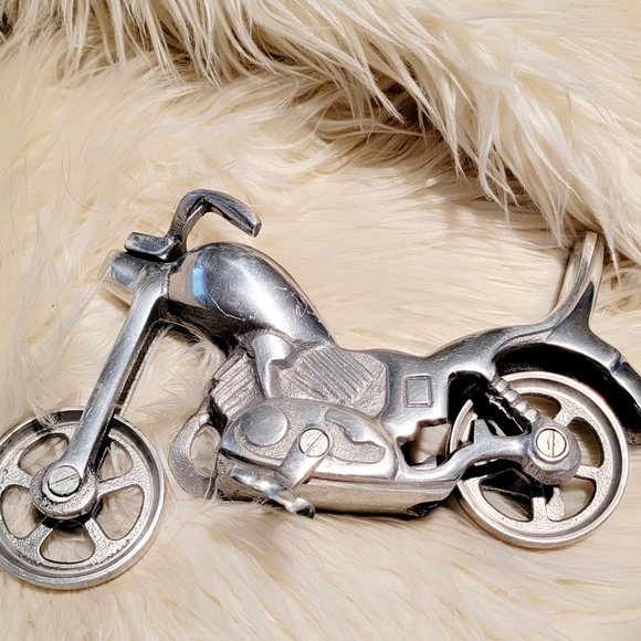 10" Silver Metallic Finish Standing Accent Motorcycle TableTop Decor- Like New - Picture 11 of 12